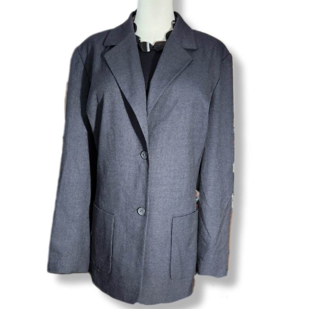 Eddie Bauer Women's Slate Gray Long Sleeve Lined Blazer 18W